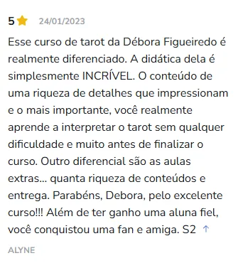 Avaliação de aluno na Hotmart