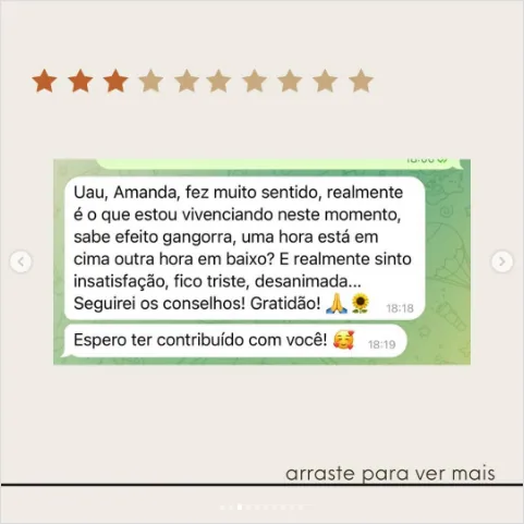 Depoimento de Amanda no Instagram