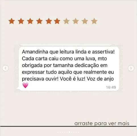 Depoimento de Amanda no Instagram