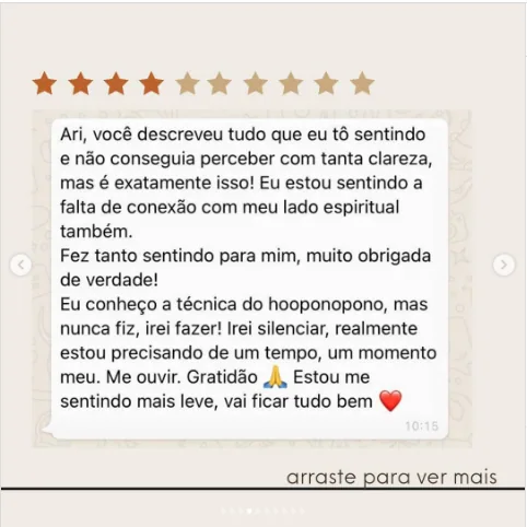 Depoimento de Ari no Instagram