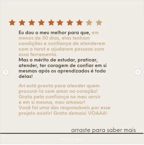 Depoimento de Ari no Instagram