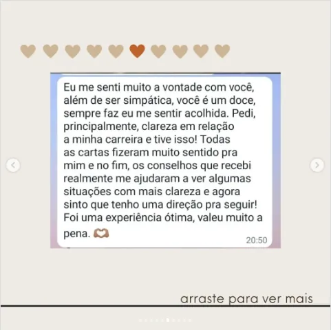 Depoimento de Carol no Instagram