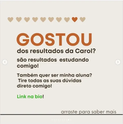 Depoimento de Carol no Instagram