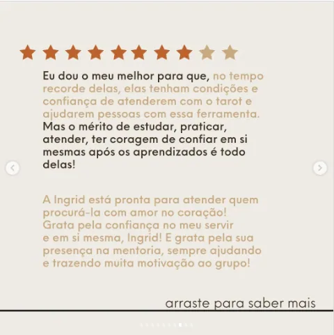 Depoimento de Ingrid no Instagram