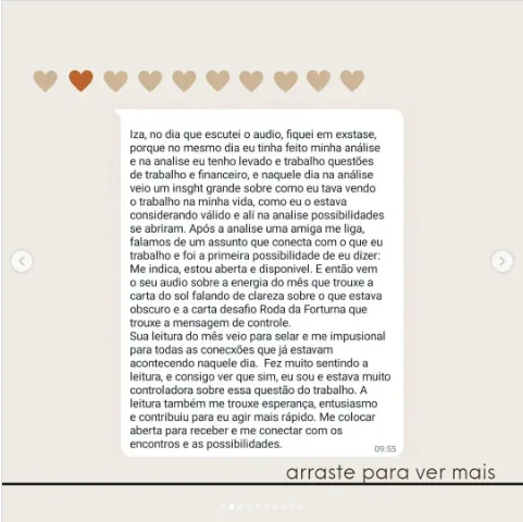 Depoimento de Iza no Instagram