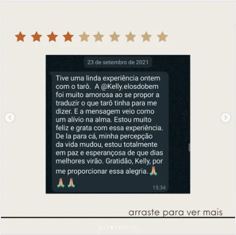 Depoimento de Kelly no Instagram