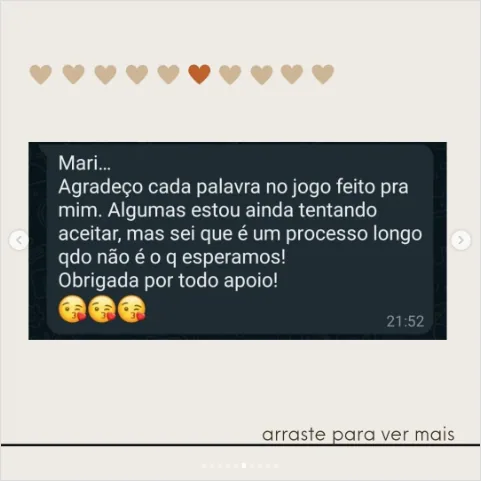 Depoimento de Mari no Instagram
