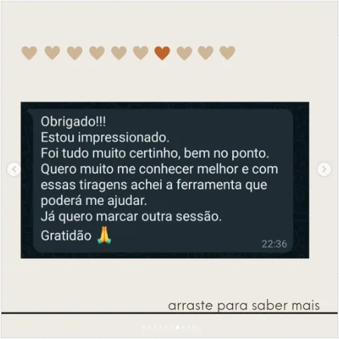 Depoimento de Mari no Instagram
