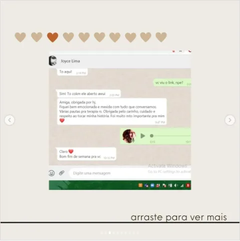 Depoimento de Raiza no Instagram
