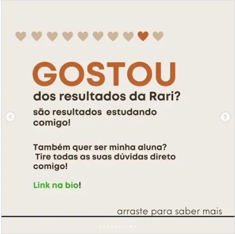 Depoimento de Rari no Instagram