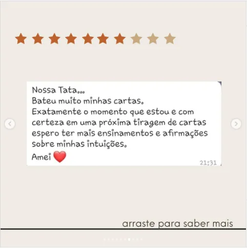 Depoimento de Talita no Instagram