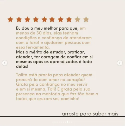 Depoimento de Talita no Instagram