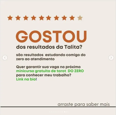 Depoimento de Talita no Instagram